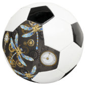 茶色の背景にスチームパンクストライプのトンボ サッカーボール (3/4)