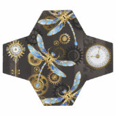 茶色の背景にスチームパンクストライプのトンボ サッカーボール (フラット)