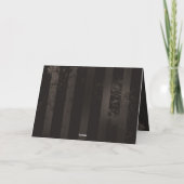 茶色の背景にスチームパンクストライプのトンボ サンキューカード (裏面)