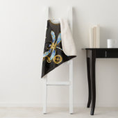 茶色の背景にスチームパンクストライプのトンボ シェルパブランケット (インサイチュ)