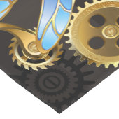 茶色の背景にスチームパンクストライプのトンボ ショートテーブルランナー (コーナー)