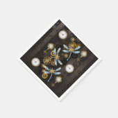 茶色の背景にスチームパンクストライプのトンボ スタンダードカクテルナプキン (角)