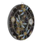 茶色の背景にスチームパンクストライプのトンボ ダーツボード (正面左)