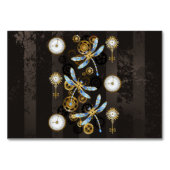 茶色の背景にスチームパンクストライプのトンボ テーブルナンバー (正面)