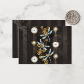 茶色の背景にスチームパンクストライプのトンボ ノートカード (正面/裏面インサイチュ)