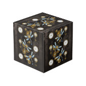 茶色の背景にスチームパンクストライプのトンボ フォトキューブ (裏面アングル)