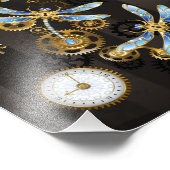 茶色の背景にスチームパンクストライプのトンボ フォトプリント (角)