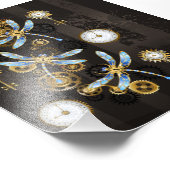 茶色の背景にスチームパンクストライプのトンボ フォトプリント            (角)