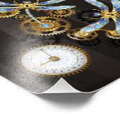 茶色の背景にスチームパンクストライプのトンボ フォトプリント            (角)