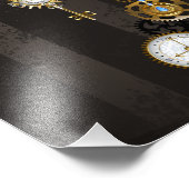 茶色の背景にスチームパンクストライプのトンボ フォトプリント (角)