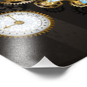 茶色の背景にスチームパンクストライプのトンボ フォトプリント (角)