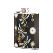 茶色の背景にスチームパンクストライプのトンボ フラスク (左)