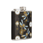 茶色の背景にスチームパンクストライプのトンボ フラスク (右)