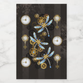 茶色の背景にスチームパンクストライプのトンボ フードラベル (シングルラベル)