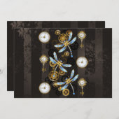 茶色の背景にスチームパンクストライプのトンボ プログラム (正面/裏面)