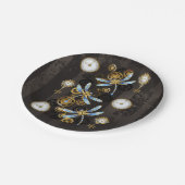 茶色の背景にスチームパンクストライプのトンボ ペーパープレート (アングル)