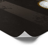 茶色の背景にスチームパンクストライプのトンボ ポスター (角)