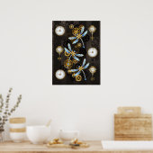 茶色の背景にスチームパンクストライプのトンボ ポスター (キッチン)