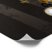 茶色の背景にスチームパンクストライプのトンボ ポスター (角)