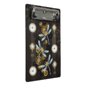 茶色の背景にスチームパンクストライプのトンボ ミニクリップボード (アングル)