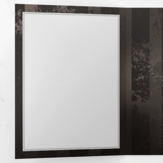 茶色の背景にスチームパンクストライプのトンボ 三つ折り案内状 (内部最初)