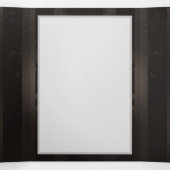 茶色の背景にスチームパンクストライプのトンボ 三つ折り案内状 (内部中)