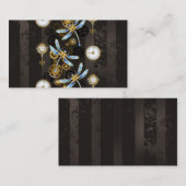 茶色の背景にスチームパンクストライプのトンボ 割引カード (正面/裏面)