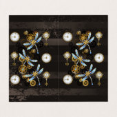 茶色の背景にスチームパンクストライプのトンボ 名刺 (外部フラット)