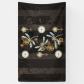 茶色の背景にスチームパンクストライプのトンボ 横断幕 (縦)