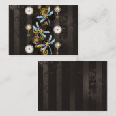 茶色の背景にスチームパンクストライプのトンボ 紹介カード (正面/裏面)