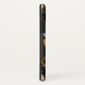 茶色の背景にスチームパンクストライプのトンボ Case-Mate iPhoneケース (裏面/右)