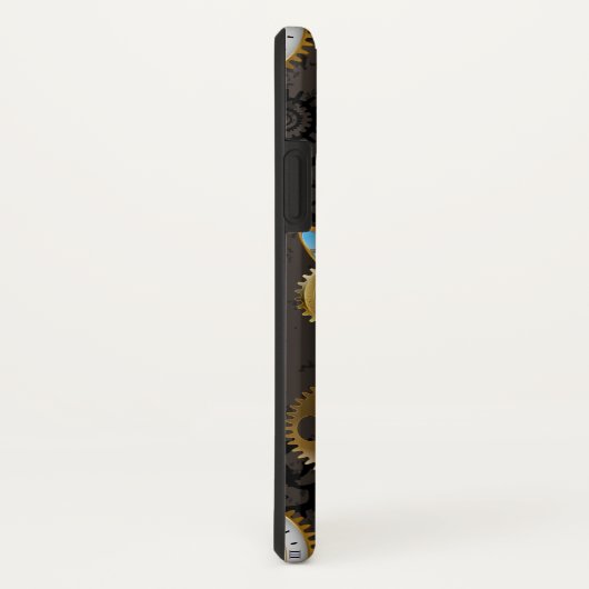 茶色の背景にスチームパンクストライプのトンボ Case-Mate iPhoneケース (裏面/右)