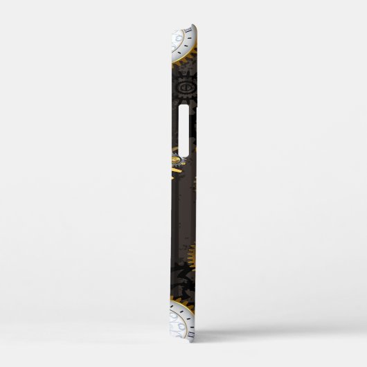 茶色の背景にスチームパンクストライプのトンボ Case-Mate iPhoneケース (裏面 / 右)