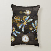 茶色の背景にスチームパンク・ドラゴストライプのンバエ アクセントクッション (裏面(縦))