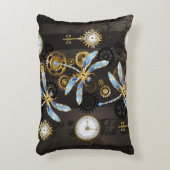 茶色の背景にスチームパンク・ドラゴストライプのンバエ アクセントクッション (正面(垂直))