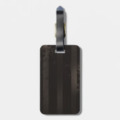 茶色の背景にスチームパンク・ドラゴストライプのンバエ ラゲッジタグ (裏面縦)