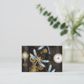 茶色の背景にスチームパンク・ドラゴストライプのンバエ 名刺 (スタンド正面)