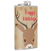 茶色の背景にトナカイイラストレーションフラスコ フラスク (右)