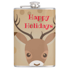 茶色の背景にトナカイイラストレーションフラスコ フラスク