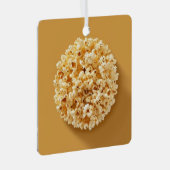 茶色の背景にポップコーンの円 メタルオーナメント (正面右)