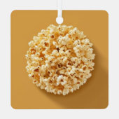 茶色の背景にポップコーンの円 メタルオーナメント (裏面)