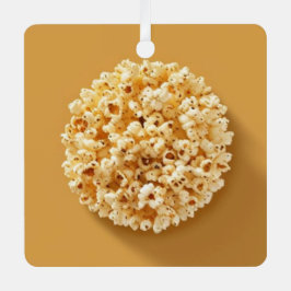 茶色の背景にポップコーンの円 メタルオーナメント