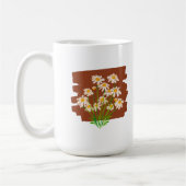茶色の背景に描かれたレトロな花柄デザイン コーヒーマグカップ (左)