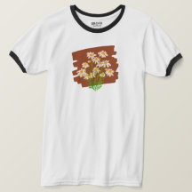 茶色の背景に描かれたレトロな花柄デザイン
