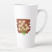 茶色の背景に描かれたレトロな花柄 カフェラテマグ (右)
