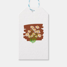 茶色の背景に描かれたレトロな花柄 ギフトタグ