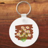 茶色の背景に描かれた牧歌的な花柄 キーホルダー (裏面)
