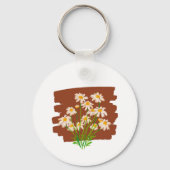 茶色の背景に描かれた牧歌的な花柄 キーホルダー (裏面)
