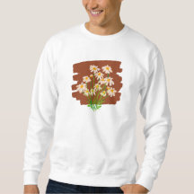 茶色の背景に描かれた牧歌的な花柄