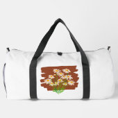 茶色の背景に描かれた牧歌的な花柄 ダッフルバッグ (裏面)